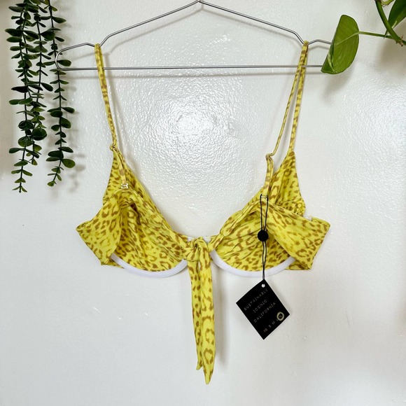 SKATIE Kate Bikini Top in Tulum Neon Yellow Cheetah Leopard Print XL - Picture 6 of 9